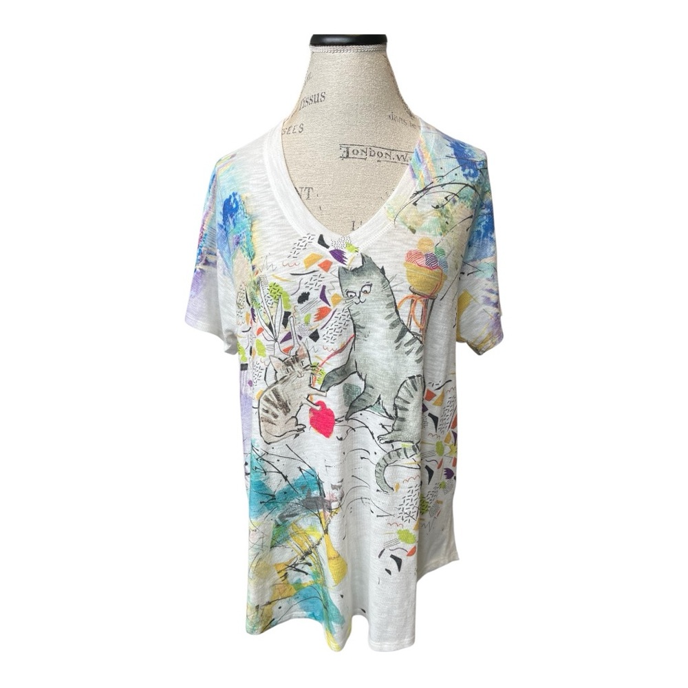 White and Blue Graphic Polo T-Shirt